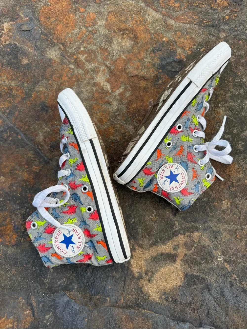 Converse Chuck Taylor Dinosaur All Star Dinoverse Hi-Top Gray Neon Kids US 2